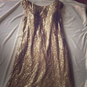 Christina Wu Gold Sequins Bridesmaid Dress #22704